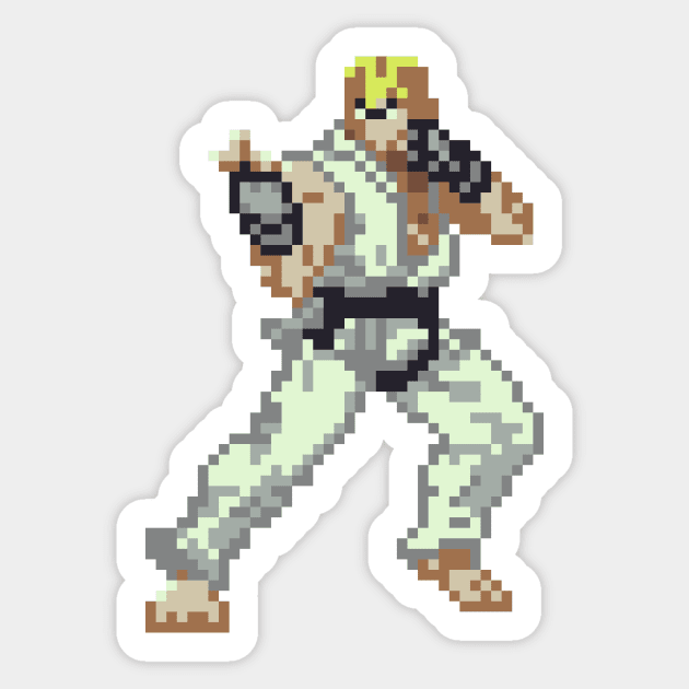 Pixel Ultimate - Ken - White Sticker by studio bluemouse